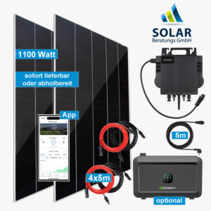 Balkonkraftwerk 1.100 Watt mit Growatt Wechselrichter NEO 800M-X und Solarmodulen Eco-Delta 550 Watt