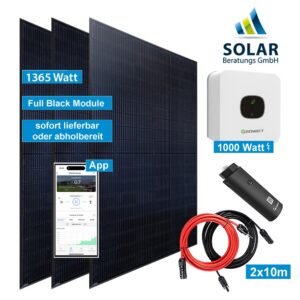 Balkonkraftwerk 1.365 Watt mit Growatt Wechselrichter MIC 1000TL-X und Solarmodulen JA Solar 455 Watt