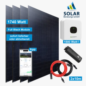 PV-Anlage 1.740 Watt mit Growatt Wechselrichter MIC 1500TL-X und Solarmodulen Jinko 435 Watt