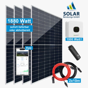 PV-Anlage 1.880 Watt mit Growatt Wechselrichter MIC 1500TL-X und Solarmodulen Jinko 470 Watt