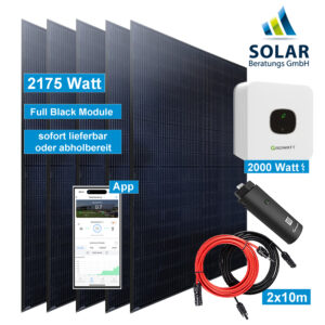 PV-Anlage 2.175 Watt mit Growatt Wechselrichter MIC 2000TL-X und Solarmodulen Jinko 435 Watt