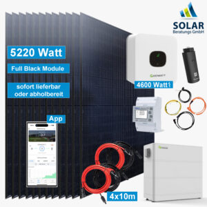 PV-Anlage 5.220 Watt mit Growatt Wechselrichter MIN 4600TL-XH mit 5kW Speicher und Solarmodulen Jinko 435 Watt