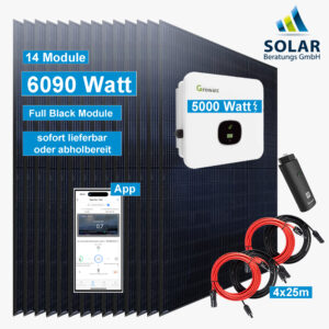 PV-Anlage 6.090 Watt mit Growatt Wechselrichter MOD 5000TL3-X und Solarmodulen Jinko 435 Watt