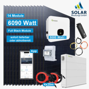 PV-Anlage 6.090 Watt mit Growatt Wechselrichter MOD 5000TL3-XH mit 7,5kW Speicher und Solarmodulen Jinko 435 Watt