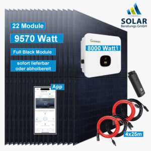 PV-Anlage 9.570 Watt mit Growatt Wechselrichter MOD 8000TL3-X und Solarmodulen Jinko 435 Watt