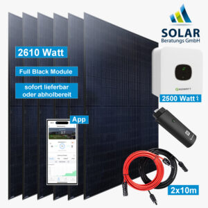 PV-Anlage 2.610 Watt mit Growatt Wechselrichter MIC 2500TL-X und Solarmodulen Jinko 435 Watt