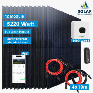 PV-Anlage 5.220 Watt mit Growatt Wechselrichter MIN 4600TL-XH und Solarmodulen Jinko 435 Watt