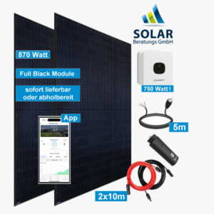 Balkonkraftwerk 870 Watt mit Growatt Wechselrichter MIC 750TL-X und Solarmodulen Jinko 435 Watt