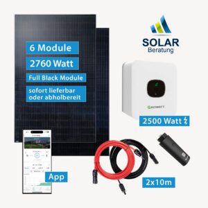 PV-Anlage 2.760 Watt mit Growatt Wechselrichter MIC 2500TL-X und Solarmodulen JA Solar 460 Watt
