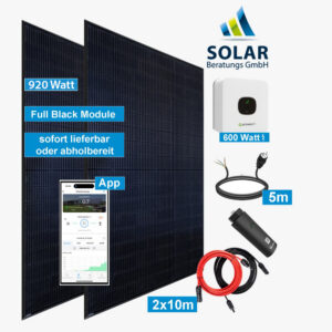 Balkonkraftwerk 920 Watt mit Growatt Wechselrichter MIC 600TL-X und Solarmodulen JA Solar 460 Watt