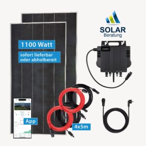 Balkonkraftwerk 1.100 Watt mit Growatt Wechselrichter Neo 1000M-X und Solarmodulen Eco-Delta 550 Watt